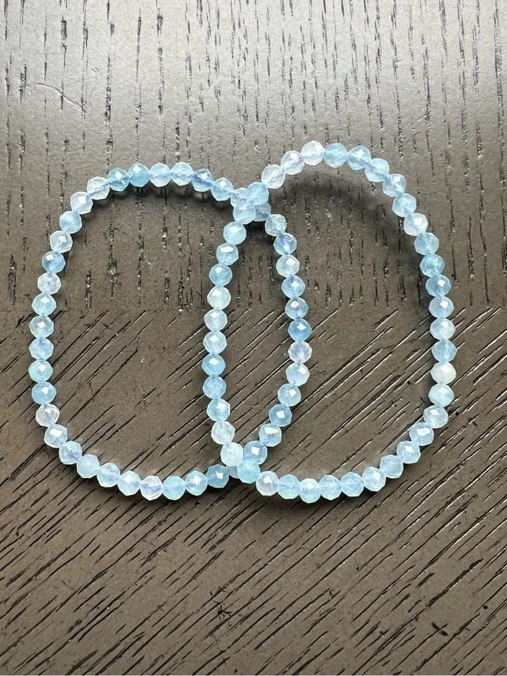 Faceted aquamarine bracelet 4mm SIZE 6.5’ ( ONE )